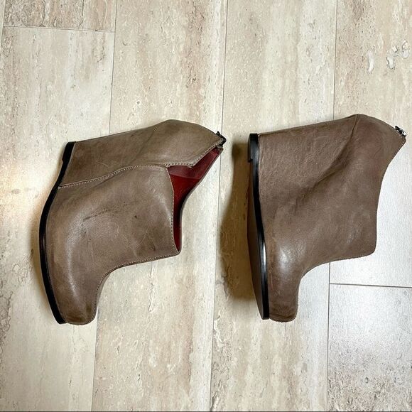 Leather Luxury Rebel Sora Wedge Ankle Booties 408 Women’s Designer Edgy - Picture 3 of 12